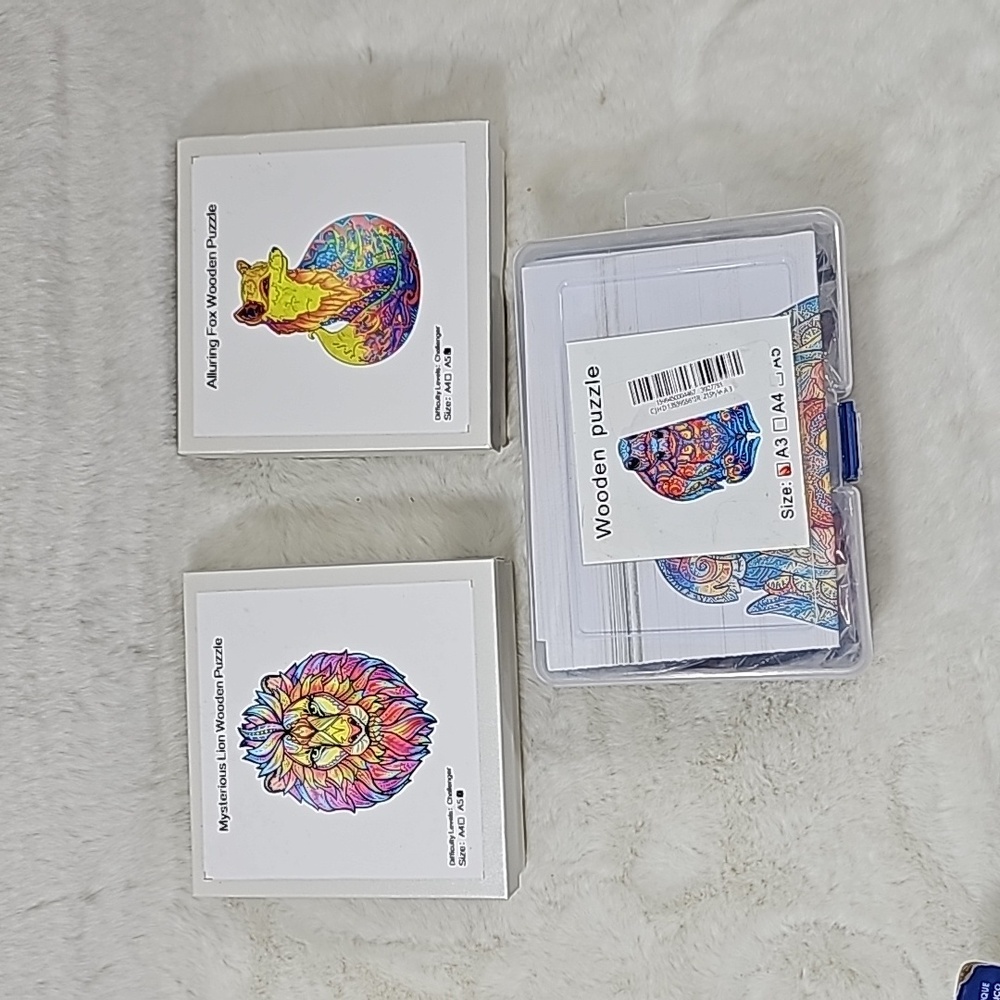 Fox, Lion and Sea Turtle Wooden Puzzles